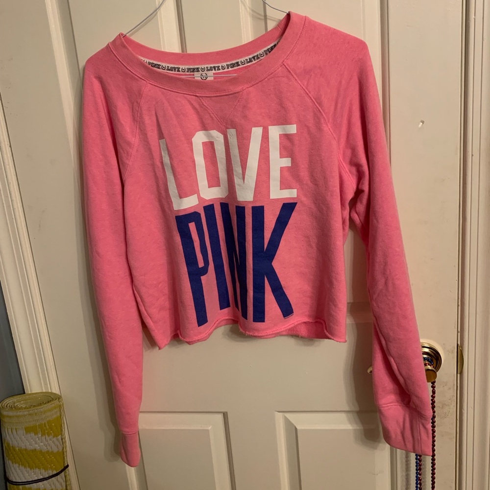 PINK cropped crew neck